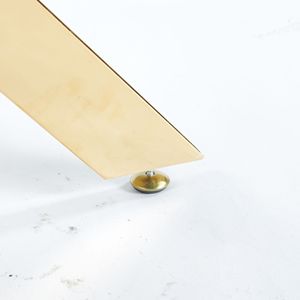 Tavolo da pranzo quadrato moderno con gambe in metallo a croce in vetro temperato salvaspazio per cucina e soggiorno cromato e gambe dorate - Product Image 2