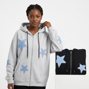 Sudadera con Capucha Extra Grande Unisex con Apliques de Estrellas, Ropa Casual de Otoño, Diseño Transpirable de Punto 100% Algodón - Product Image 5
