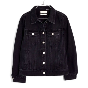 Women's Black Denim Jacket Oversized Loose Fit Stonewashed Casual Style <b>Button</b> Front Solid Color Autumn Wear - Product Image 5