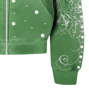 Customize Cherub Angel Graphic Pearl Beaded Studded Hood Durable Rhinestone <b>Hoodie</b> - Product Image 3