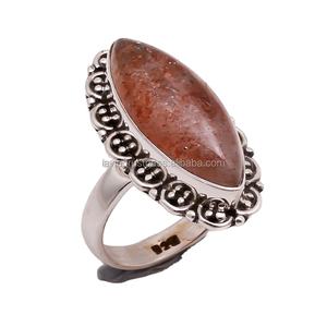 925 argent Sterling naturel soleil pierre anneau fait à la main bijoux fins pour les mariages fêtes cadeaux en vrac en gros pierres précieuses anneaux - Product Image 1