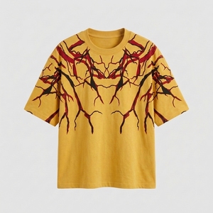 Camiseta de punto para hombre de alta calidad, personalizada, de algodón, oversize, con hombros caídos, estampada, cuello redondo, manga corta, estilo streetwear - Product Image 4