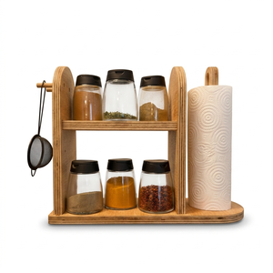 Handmade Luxury Wooden <b>Kitchen</b> Organizer Minimalist Design Spice Napkin and <b>Utensil</b> <b>Holder</b> for <b>Kitchen</b> Decor - Product Image 1