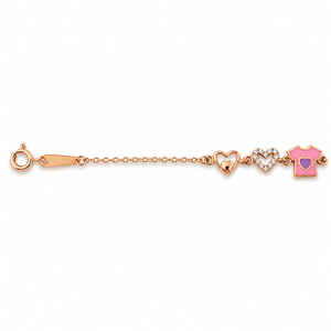 18kt Gold Heart and Dress Charm Chain <b>Bracelet</b> with Cubic Zirconia High Polish Fashion Jewelry for Girls Daily Wear Gift Party - Product Image 2
