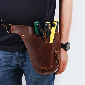 Brown Leather <b>Tool</b> Messenger <b>Bag</b> With Adjustable Strap And Multiple Pockets For Universal <b>Tool</b> Storage - Product Image 3