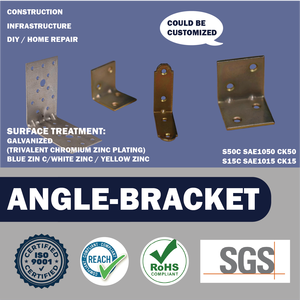 Équerre d'angle en acier/acier au carbone et acier inoxydable, revêtue de poudre de zinc, pour la construction et l'industrie. - Product Image 1