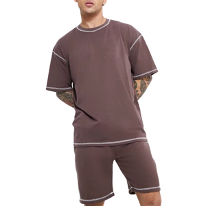 Private Label Men <b>T</b> <b>Shirt</b> Shorts Set 100% Cotton Acid Wash Streetwear Summer Casual Matching Outfit OEM Manufacturer - Product Image 1