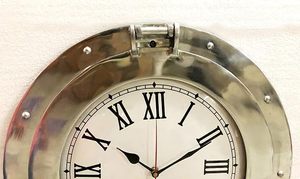 Antique Brass Porthole Wall <b>Clock</b> Nautical Ship Window Style Decorative Maritime <b>Clock</b> with <b>Roman</b> Numeral Dial Vintage Marine - Product Image 2