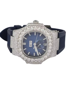 Reloj de Lujo para Hombre, de Acero Inoxidable, Esfera Azul, Movimiento de Cuarzo ETA, Resistente al Agua 3 Bar, Ecológico, Analógico-Digital - Product Image 1