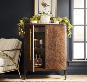 ตู้บาร์ไม้มะฮอกกานีแท้ทรงโมเดิร์นหรูหรา ดีไซน์โค้งมน พร้อมลิ้นชักเก็บของ 4 ช่อง เหมาะสำหรับห้องนอน - Product Image 4