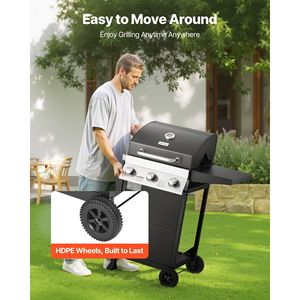 Griglia a Gas propano 3 fuochi 338 mq In spaziosa zona grigliate In acciaio al carbonio griglie smaltate 36 000 BTU pieghevoli per barbecue laterali - Product Image 6