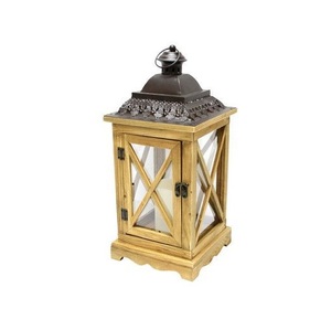 Lanterne en bois artisanale décorative avec fenêtres en verre transparent, poignée en corde, décoration rustique pour la maison - Product Image 4