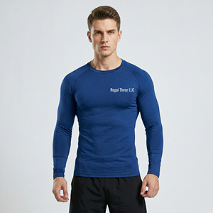Customized Logo Printed <b>Compression</b> T-<b>Shirt</b> <b>Men</b> Yoga Fitness <b>Compression</b> Rash Guard Gym Workout Wear Long Sleeve Base Layer Tee - Product Image 1