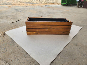 Premium Slatted Wooden Planter | Acacia <b>Frame</b> with Liner for Garden & Patio <b>Plants</b> | Made in Vietnam - Product Image 4