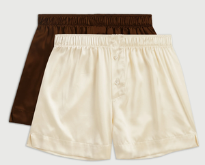 High Waist Breathable Woven <b>Silk</b> Satin Women Shorts <b>Skirts</b> Solid Color Elastic Waist Casual Loose Fit for Brown - Product Image 2