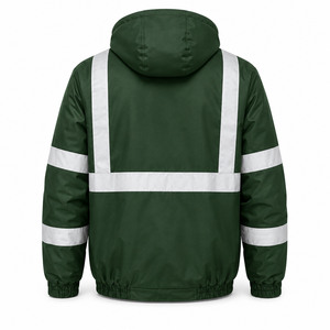 Chaqueta de Trabajo de Poliéster Reflectante de Alta Visibilidad Directo de Fábrica, Uniforme de Seguridad con Capucha, Bolsillo Transparente para Identificación, Cintura Elástica, Multibolsillos - Product Image 3