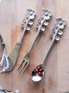 Royal Knife Fork <b>Spoon</b> Flower Handle Hammered Handwork Cutlery Set - Product Image 6