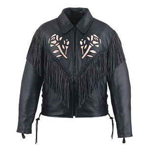 Premium Black Women Fringe Lambskin Leather Jacket Embroidered Luxury Soft Leather Fashion Wear Sample And Customization - Product Image 1