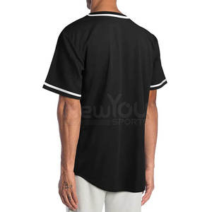 Nouveau Maillot de Baseball Homme NOIR Imprimé Manches Courtes Boutons Devant Respirant Polyester Imprimé par Transfert Thermique Coupe Classique - Product Image 4