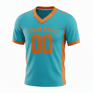 Camiseta de Fútbol Americano Sublimada Personalizada para Adultos, Manga Corta, Transpirable, Opción de Talla Grande, Cuello en V, 100% Poliéster - Product Image 2