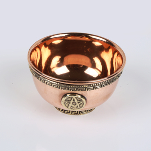 Brûleur d'encens polyvalent en cuivre massif fait main, petit bol pentagramme pour fumigation et offrandes, par Indian Consigners - Product Image 3