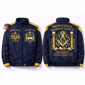 Veste coupe-vent personnalisée pour francs-maçons, 100% coton, imperméable, fermeture éclair, capuche, logo maçonnique de haute qualité, respirante, écologique, unie - Product Image 3