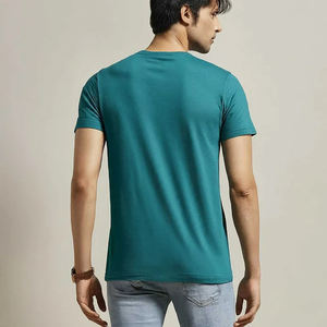 T-shirt en coton à manches courtes pour homme, col rond, couleurs unies, style décontracté, vente en gros - Product Image 3