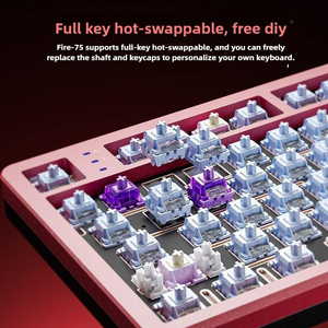Teclado Gamer AULA FIRE-75, Diseño 75%, Multi-escenario, Aluminio, Tri-modo 2.4G/BT/Cableado, RGB, Interruptores Intercambiables en Caliente - Product Image 5