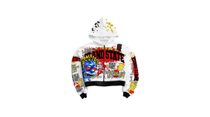 <b>Purple</b> Digital Cartoon Print Zip-Up <b>Hoodie</b> Unisex Oversized Crop Streetwear Hooded Sweatshirt - Product Image 6