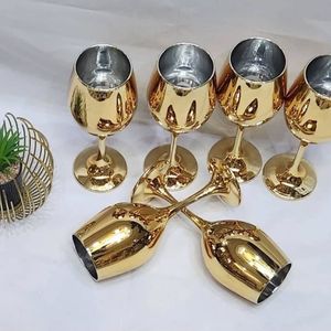 Luxury Handmade Brass Wine Glass Set Gold <b>Goblets</b> Premium Drinkware for Wedding Party Barware Home Decor Gift Set - Product Image 1