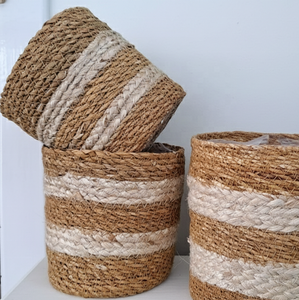 Joli pot de fleurs en herbe de mer naturelle tissée, pot de fleurs décoratif, pot de fleurs décoratif - Product Image 1