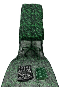 Vestido Dirac de 3 Piezas para Mujer, Estilo Kanga, de Algodón y Elastano Ecológico de Lujo, Mangas Largas, Encaje, Cinta, Estampado Floral, Holgado - Product Image 2
