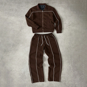 Ensemble de survêtement bleu marine pour homme, veste à col montant zippée et pantalon de jogging, style sportif streetwear - Product Image 2
