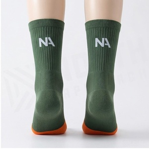 North Approach Crew <b>Socks</b> Green <b>Orange</b> Toe Breathable Daily Wear Adult Spring Season - Product Image 2