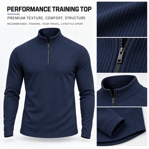 Bulk Wholesale Men's Quarter <b>Zip</b> Active Top Lightweight Polyester Breathable Sportswear <b>Shirt</b> Fitness Activewear Supplier - Product Image 6