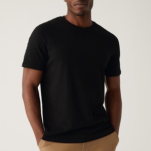 Camiseta Negra de Manga Corta para Hombre, Algodón, Corte Regular, Cuello Redondo, Informal, Color Sólido - Product Image 1