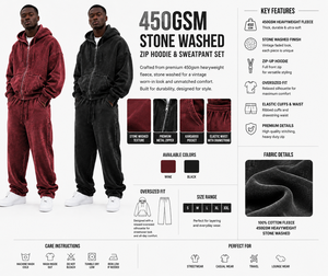 Ensemble de survêtement en jean délavé bleu pour homme, sweat à capuche zippé, pantalon de survêtement à jambes larges, streetwear décontracté oversize, manches longues, couleur unie - Product Image 4