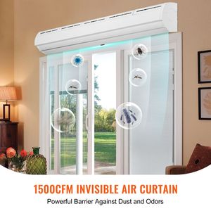 Cortina de Aire Comercial para Interiores de 60 Pulgadas, Súper Potente, 2 Velocidades, 1500 CFM, Montada en la Pared, para Puertas, Ventilador de Puerta Interior, Super Air - Product Image 2