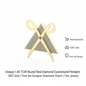 จี้เพชรแท้ทรงกลม 1.00 กะรัต ดีไซน์พิเศษ ทำจากทอง 10 กะรัต | จี้ดีไซน์เนอร์แบบฝังเพชร ไม่มีสายสร้อย เครื่องประดับชั้นดี - Product Image 5