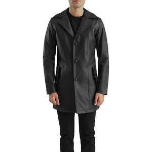 Abrigo de Cuero de Piel de Oveja Genuina para Hombre HARAZ al por Mayor |   Gabardina a Prueba de Viento Personalizada OEM ODM |   Cuero Sintético de Primera Calidad con Pelaje Sintético - Product Image 3