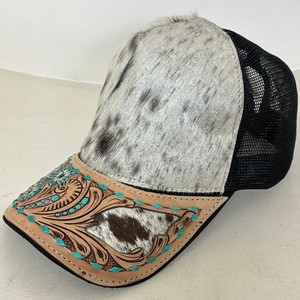 Gorras Trucker Estilo Occidental Unisex con Visera de Cuero Genuino Hecha a Mano, Parche de Piel de Vaca, Gorra con Malla Ajustable en la Parte Trasera para un Estilo Casual - Product Image 4