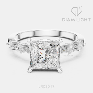 Bague de fiançailles en or blanc 14 carats avec diamant de laboratoire taille princesse 1,77 carat, bague de fiançailles et d'anniversaire pour cadeau, certifiée IGI - Product Image 1