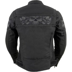 SAMROZ SPORTS Women's Black Crossover Textile Scooter Jacket with Reflective Skulls - Product Image 2