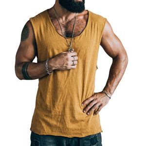 Débardeur de sport pour homme Parium à col profond, en maille slub respirante, personnalisable, vente en gros, débardeurs de gym vierges pour hommes - Product Image 5