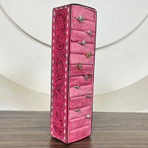 Handcrafted <b>Tooled</b> <b>Leather</b> Ring Display Holder Jewelry Storage Box Stand Luxury Designer Jewelry Organizers for Store & Home Use - Product Image 4