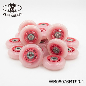 YEOU CHERNG Skate Wheel WB08076RT90-1 Red Core Transparent Pink <b>Back</b> View - Product Image 3