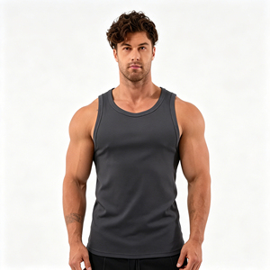 High Quality Mens <b>White</b> Ribbed Cotton <b>Tank</b> <b>Top</b> Blanks | Custom Logo Printing & Embroidery Wholesale - Product Image 2