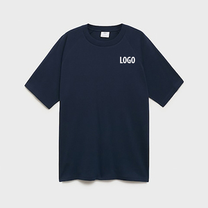T-shirt à manches courtes pour homme, bleu marine, col rond, coupe classique, couleur unie, coton jersey, logo imprimé sur le devant - Product Image 1