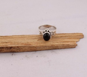 Natural Black Onyx <b>Ring</b> 925 Sterling Silver Vintage <b>Boho</b> Style Genuine Black Gemstone <b>Ring</b> for Women Handcrafted Ethnic Jewelry - Product Image 5