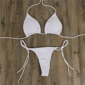 Women's Solid Front Spandex/Polyester Drawstring Bikini Set Two-Piece Swimwear Adjustable Lightweight Beach Pool Summer Vacation - Product Image 1